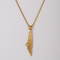 Palestine Calligraphy Map Necklace