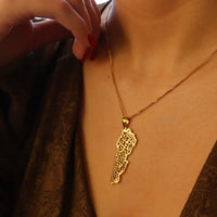 Lebanon Map Necklace with Calligraphy