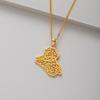 Iraq Map Necklace with Calligraphy