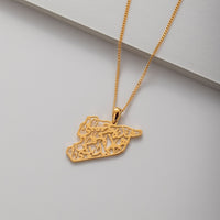 Syria Map Necklace with Calligraphy
