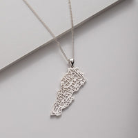 Lebanon Map Necklace with Calligraphy